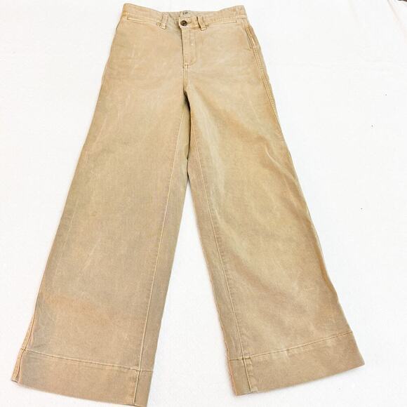 Gap High Rise Wide Leg Cropped Denim Jeans Khaki Size 0 - Picture 2 of 8
